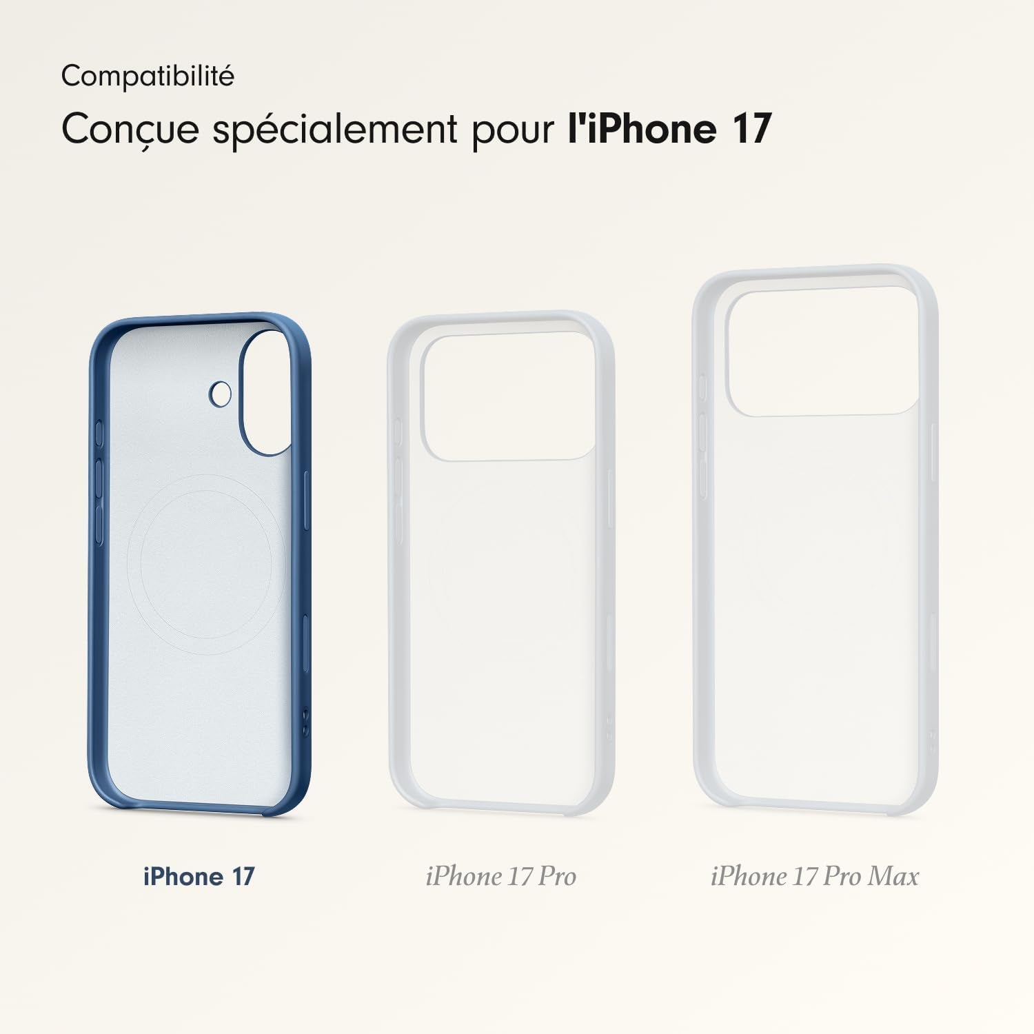 Coque Avec Béquille Pour Iphone 17 Équipée Magsafe Avec Commande De L'Appareil Photo, Support Intégré Et Dragonne, Fini Mat Et Doublure En Tissu Microfibre - Bleu Basalte