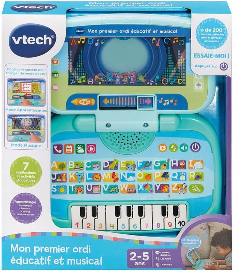 - Mon Premier Ordi Éducatif Et Musical, Ordinateur Portable Enfant Avec Écran Animé, Clavier ABC, Poignée De Transport Et 7 Jeux Éducatifs, Cadeau Enfant De 2 Ans À 5 Ans - Contenu En Français