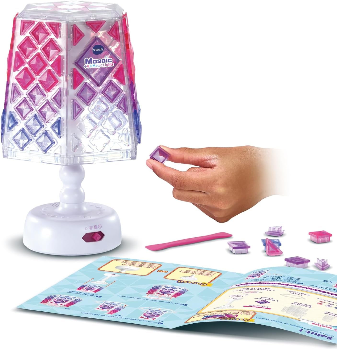 - Mosaïc Magic Lights Lampe - Kit Mosaïque Enfant - Lampe De Chambre Personnalisable Avec Effets Lumineux Et Musique - Jeu Créatif Et DIY - Cadeau Enfant Dès 5 Ans - Contenu En Français
