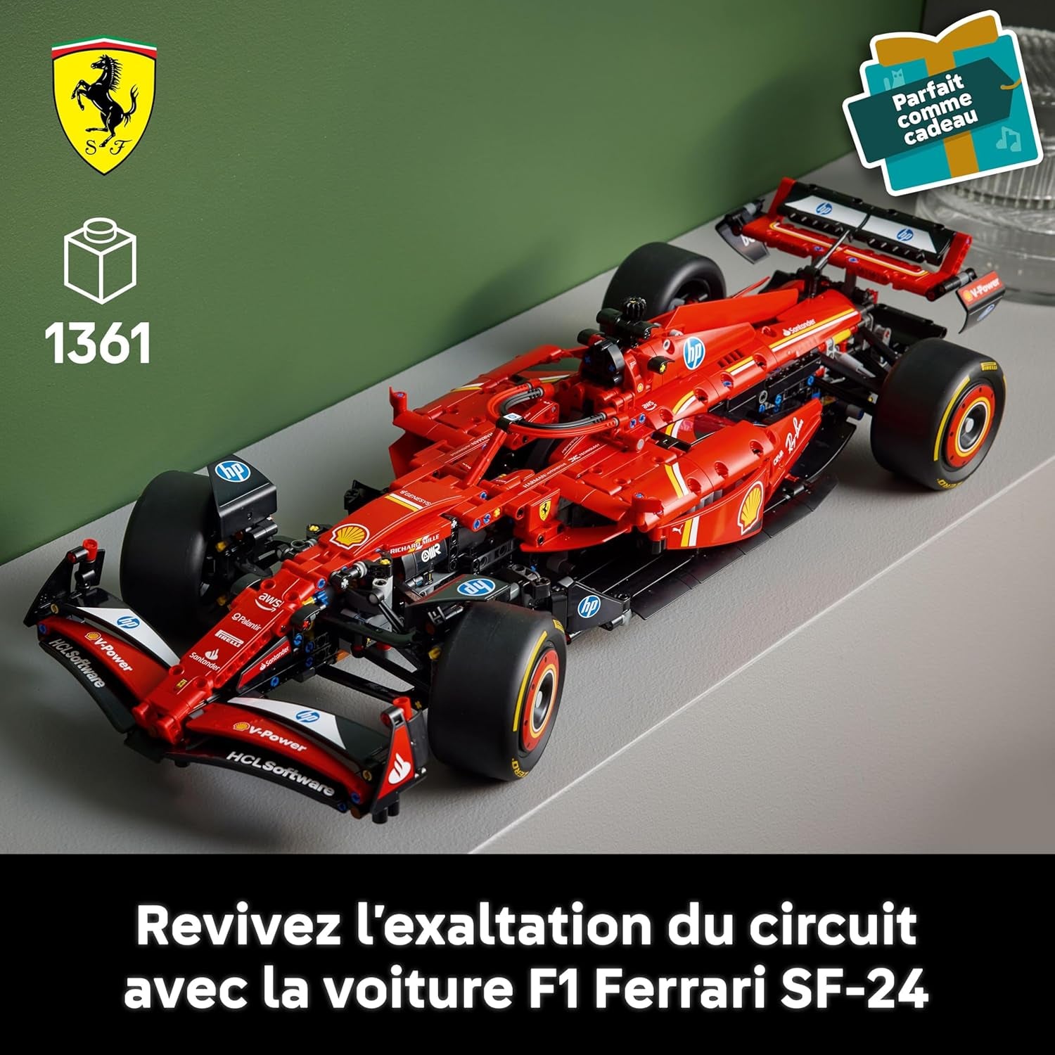 Technic F1 Ferrari SF-24 - Maquette De Voiture De Course Collector À Échelle 1/8 - Inclut Moteur V6, Boîte De Vitesses, DRS & Volant - Activité De Noël - Idée Cadeau Adulte & Adolescent 42207