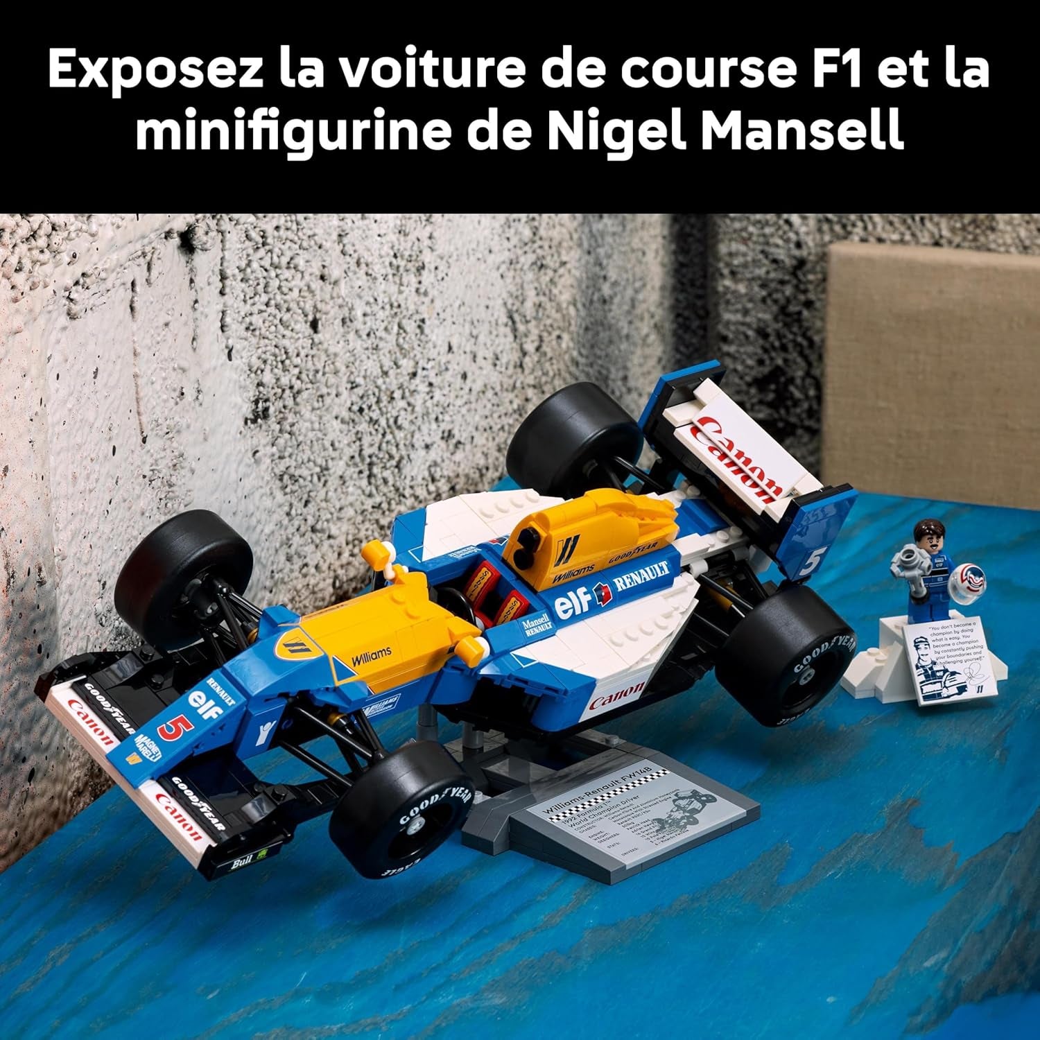 Icons Williams Racing FW14B Et Nigel Mansell - Maquette De Voiture De F1 - Inclut Minifigurine Collector De Pilote Avec Trophée Et Casque - Idée Cadeau Pour Adulte Et Adolescent 10353