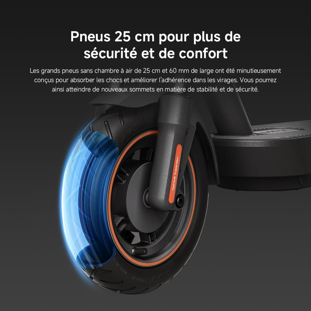 Electric Scooter 5 Max – Double Suspension Avancée (Hydraulique-Ressort Avant & Double Ressort Arrière) – 60Km Autonomie – Pneus 10' Tubeless – Moteur 1000W Max – Pente 22%