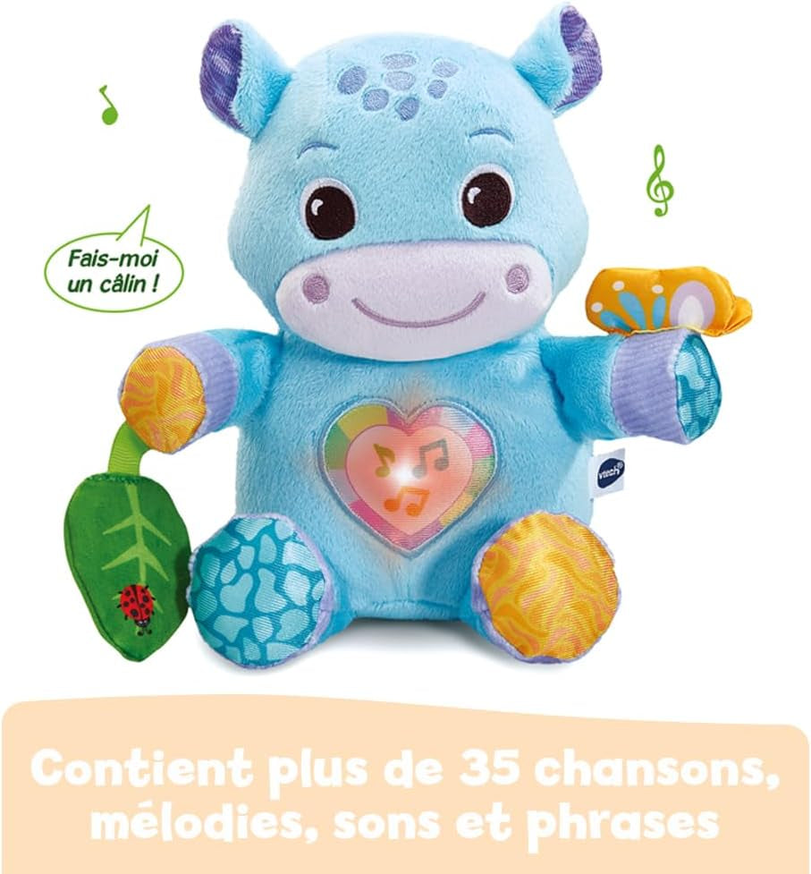 - Théo, Mon Hippo Câlin, Peluche Bébé Hippopotame Interactive Et Lumineuse, Jouet D'Éveil Sensoriel Fabriqué Avec Des Matériaux plus Durables, Cadeau Naissance Dès 3 Mois - Contenu En Français