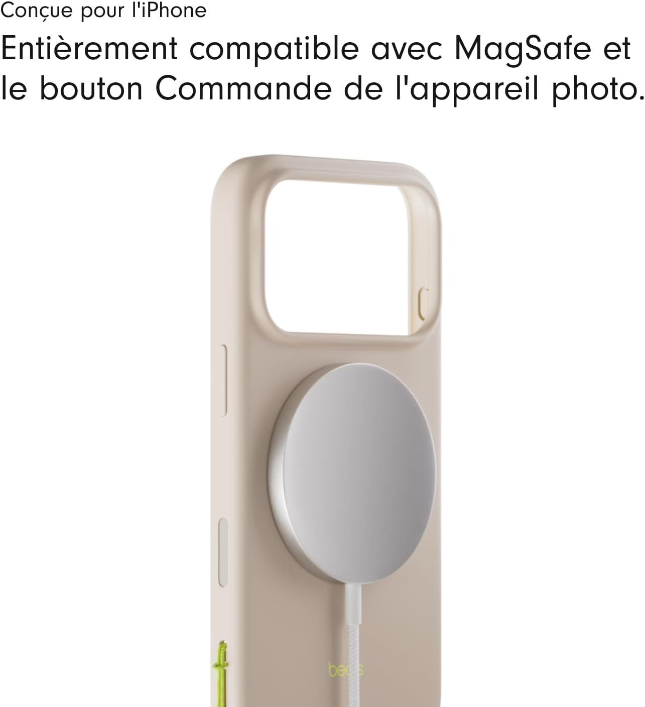 Coque Avec Béquille Pour Iphone 17 Équipée Magsafe Avec Commande De L'Appareil Photo, Support Intégré Et Dragonne, Fini Mat Et Doublure En Tissu Microfibre - Gris Gypse