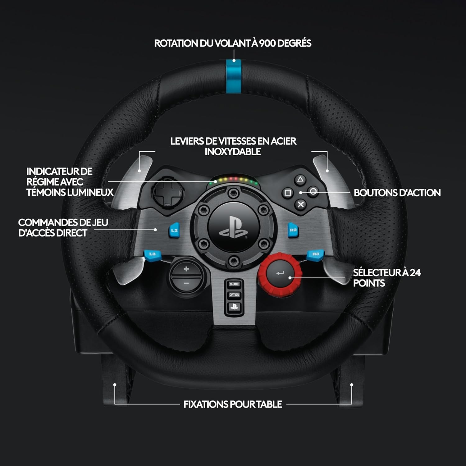 G29 Driving Force Volant De Course Et Pédales, Retour De Force Réaliste, Leviers De Vitesse En Acier Inoxydable, Couverture De Volant Pour PS5, PS4, PC Et Mac - Noir