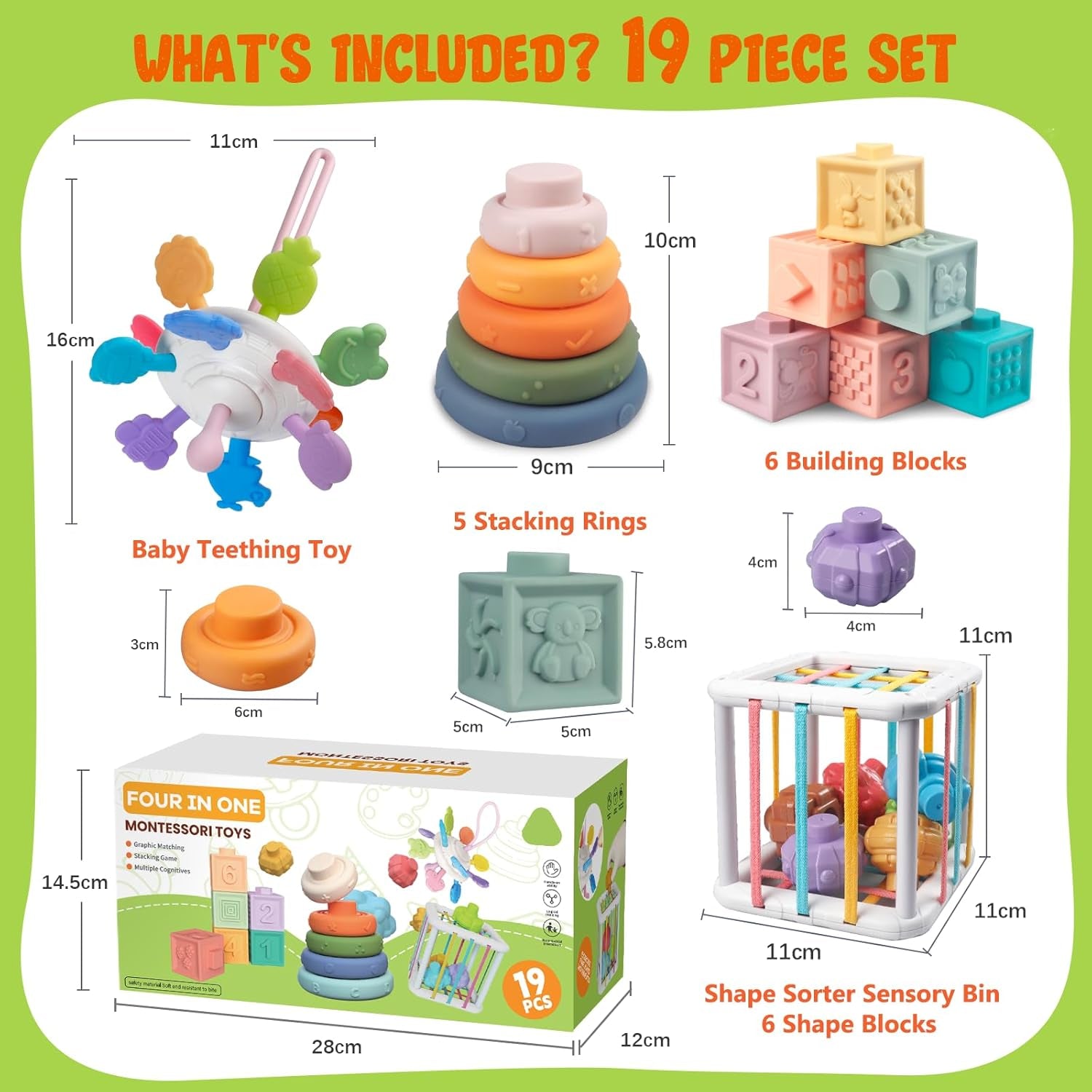 Jouets Bébés Pour 6 À 12 Mois | 4 in 1 Montessori Sensoriel Jouets | Jouet Empilable Bébé | Motricité Cube D'Activité Jeux Pour Enfants | Jeux Eveil Bebe 6 9 12 Mois Anniversaire Noël Cadeau