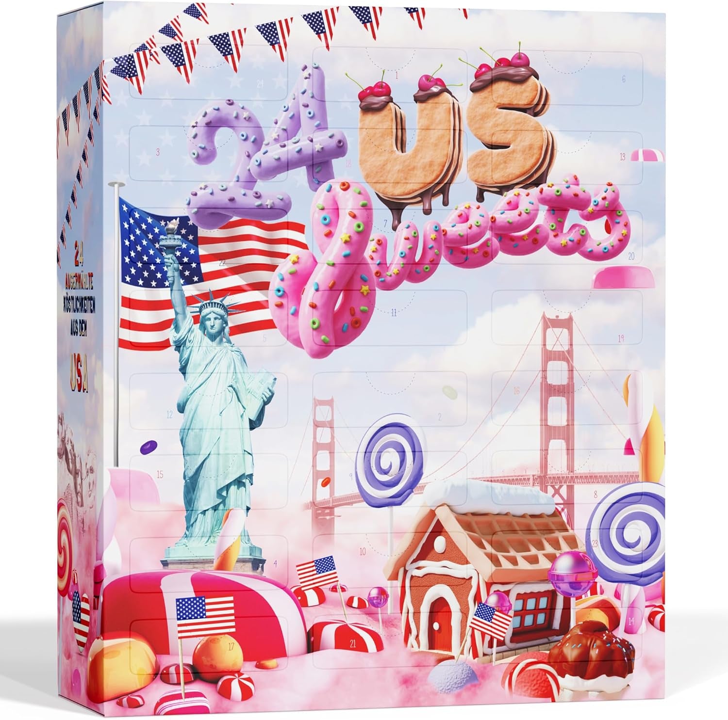 ® Calendrier De L’Avent USA 2025 Avec Bonbons Américains [ORIGINAL US CANDY] – Calendrier De L’Avent 2025 Pour Enfants, Femmes & Hommes – Calendrier De Bonbons USA – Friandises Américaines
