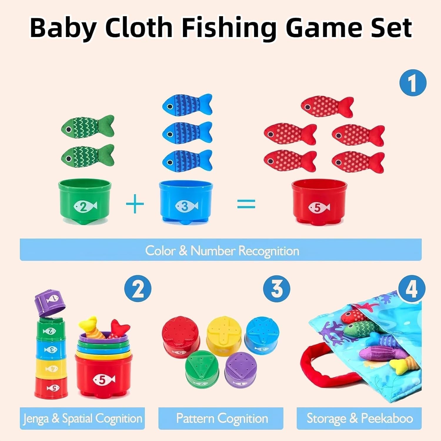 Jouet Bebe 1 An, Jeux Montessori Pêche a La Ligne Pour Enfant 1 2 3 Ans, Fille Garçon Jouet 12 18 Mois, Jouet Bebe Cadeau Pour Enfant 1-3 Ans