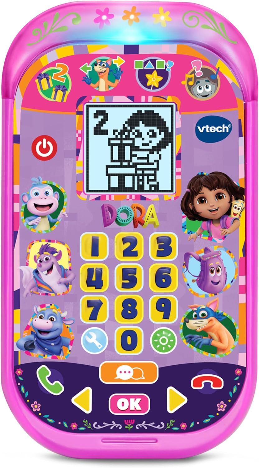 - Dora L’Exploratrice Le Smartphone Éducatif - Téléphone Enfant Bilingue Avec Écran Rétroéclairé, 4 Jeux - Jouet Interactif Dora - Cadeau Enfant De 3 Ans À 7 Ans - Contenu En Français Et Anglais