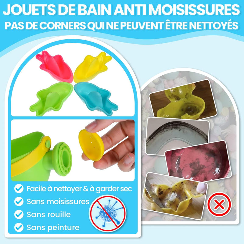 Jouet De Bain Pour Bebe , Jeux De Bain Enfant Jeu De Bain Bébé Jouet Piscine Sans Moisissures Arrosoir Tasses Empilables Bateaux Empilables 10 Pièces