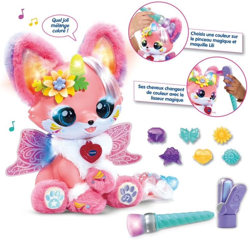 - Lili Beauty Coiffure Et Maquillage Magiques - Animal Interactif À Coiffer Et Maquiller - Compagnon Fantastique Animé Qui Parle Et Chante - Cadeau Enfant Dès 4 Ans - Contenu En Français