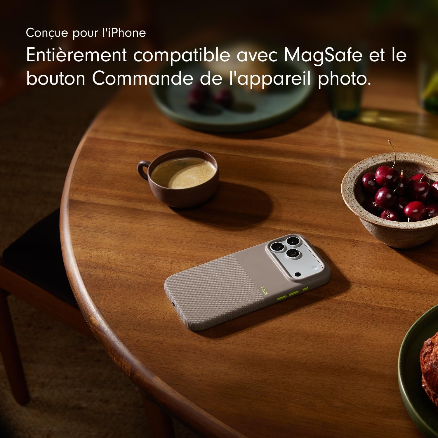 Coque Haute Résistance Pour Iphone 17 Pro Max Équipée Magsafe Avec Commande De L'Appareil Photo, Protection Contre Les Chutes Et Les Rayures, Fini Mat Texturé - Gris Alpin