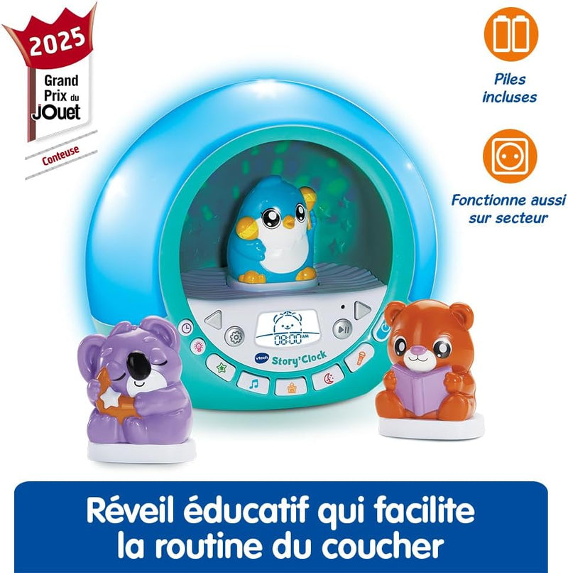 - Story'Clock Bleu Ma Conteuse-Réveil - Veilleuse Réveil Éducatif Jour/Nuit - Coach Sommeil Enfant - Boîte À Histoires, 3 Figurines Et Projections - Cadeau Enfant Dès 3 Ans - Contenu En Français