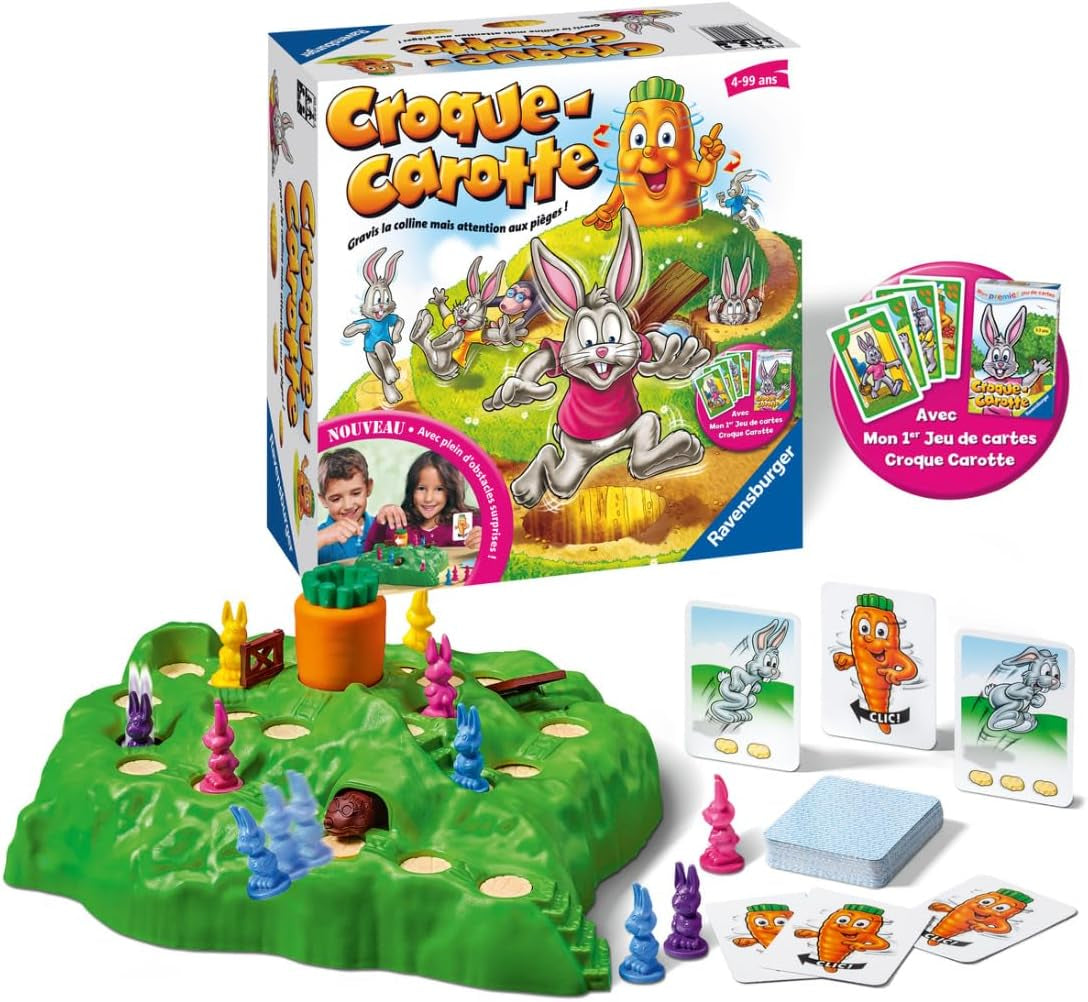- Croque Carotte - Jeu De Société - Enfants Et Parents - Jeu De Parcours Rigolo - Inclus Jeu De Cartes Exclusif - De 2 À 4 Joueurs À Partir De 4 Ans - Mixte - 20948 - Version Française