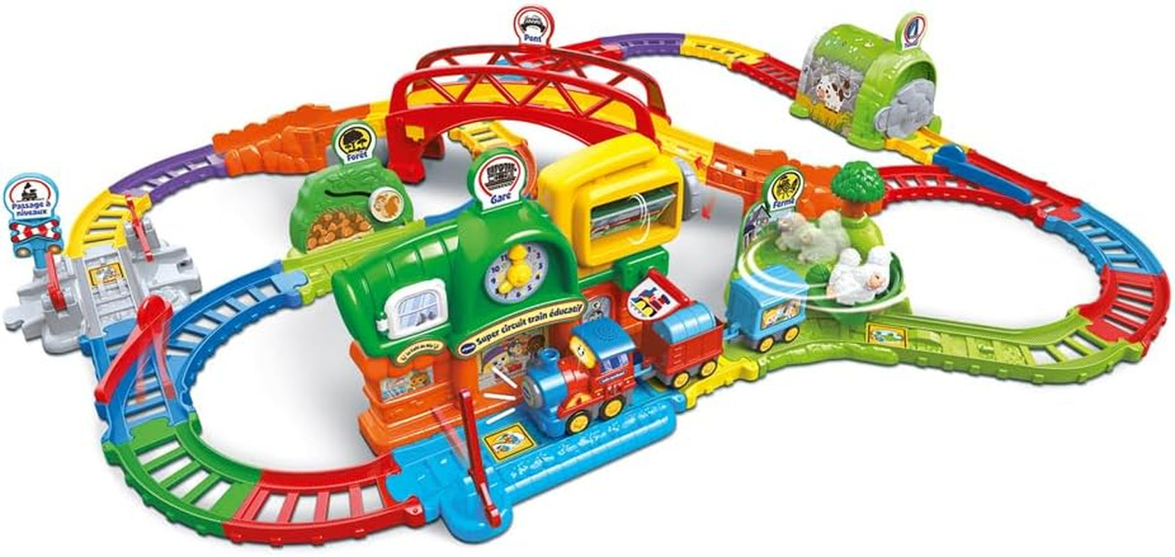 - Tut Tut Bolides Super Circuit Train Éducatif - Circuit Voiture Enfant Électronique Avec Adam Train Marchand, 6 Zones Magiques - Cadeau Garçon Et Fille De 1 an À 5 Ans - Contenu En Français