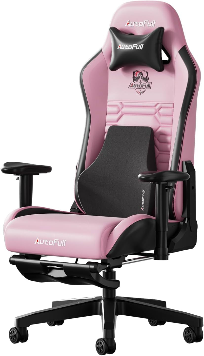 C3 Chaise Gaming Style Course, Avec Cuir PU Haute Résistance & Nettoyage Facile | Siège Bureau Ergonomique À Dossier Réglable En Hauteur Avec Support Lombaire | Rose