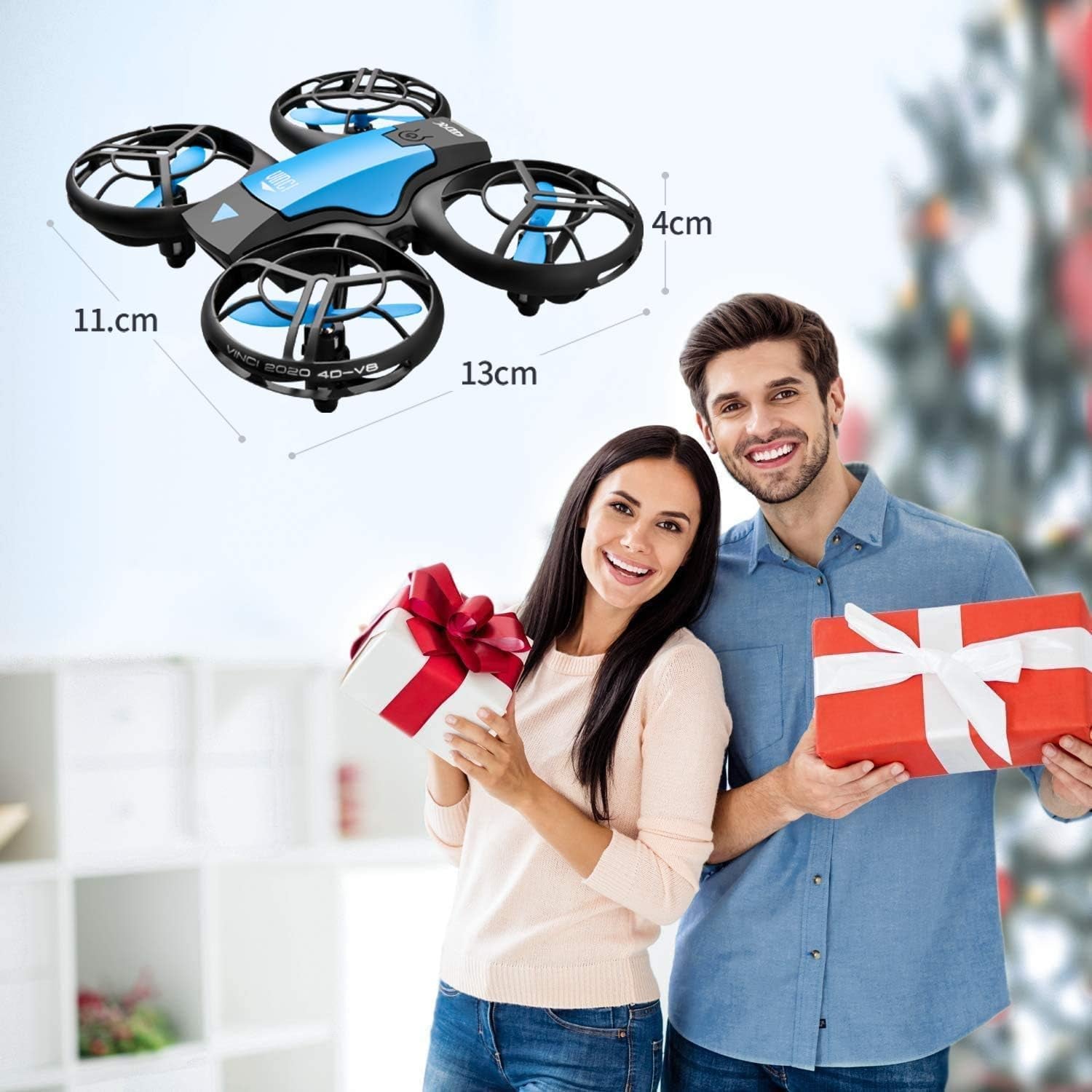 V8 Mini Drone Enfant, Drone Jouet Télécommandé, 27 Mins Autonomie Avec 3 Batteries, Mode Sans Tête, Maintien De L'Altitude, Facile À Utiliser, Parfait Pour Enfants Et Débutants