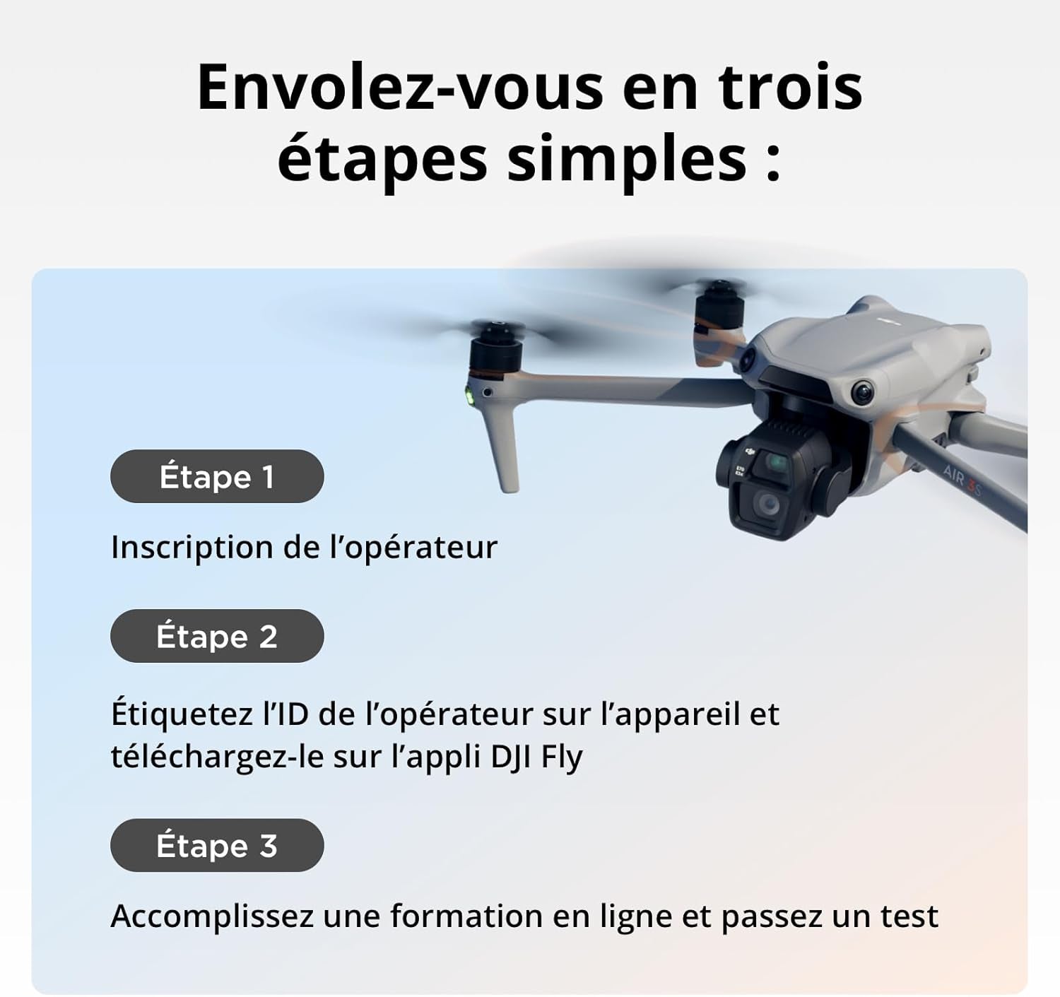 Bundle Fly More  Air 3S (Radiocommande RC 2 Avec Écran), Drone Avec Caméras Grand-Angle CMOS 1'' & Télé Moyenne Pour Adultes, 4K/60 Ips, Détection Omnidir. Et 3 Batteries Pour Un Temps De Vol Accru