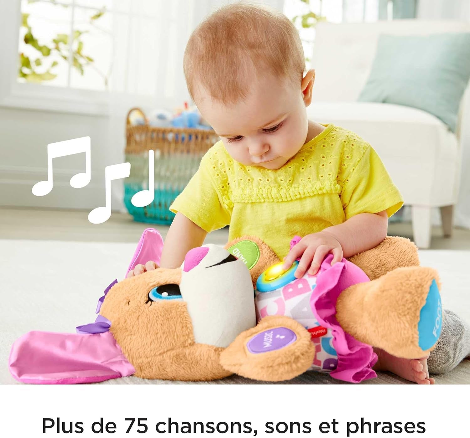 La Sœur De Puppy Eveil Progressif Jouet Bébé, Peluche Interactive, plus De 50 Chansons Et 3 Niveaux, Version Française, 6 Mois Et Plus, FPP52