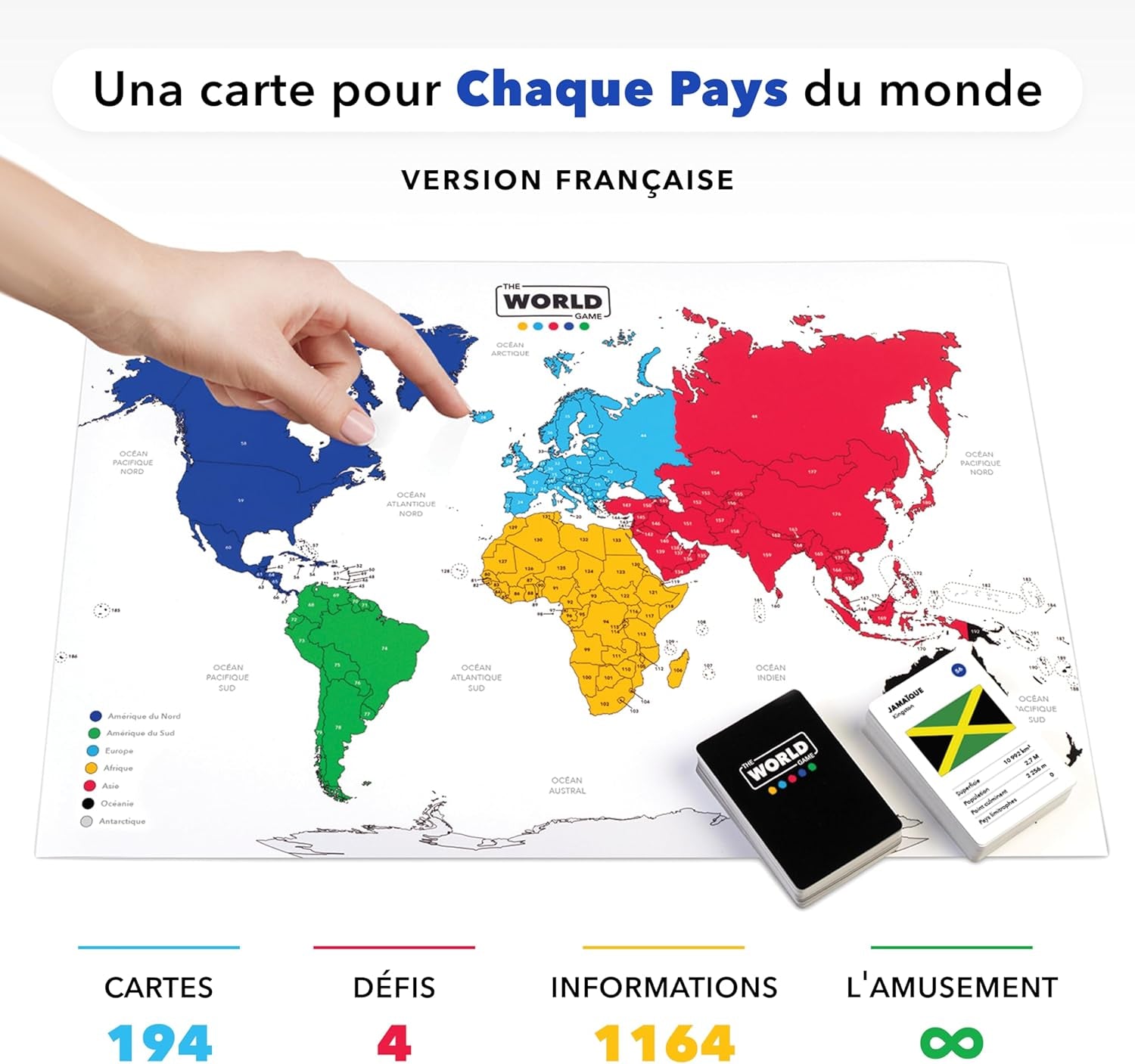 - Jeu De Géographie Avec Carte Du Monde - Jeu Société Éducatif Pour Enfant, Famille Et Adultes - Un Cadeau Parfait Pour Garçons Et Filles (French)