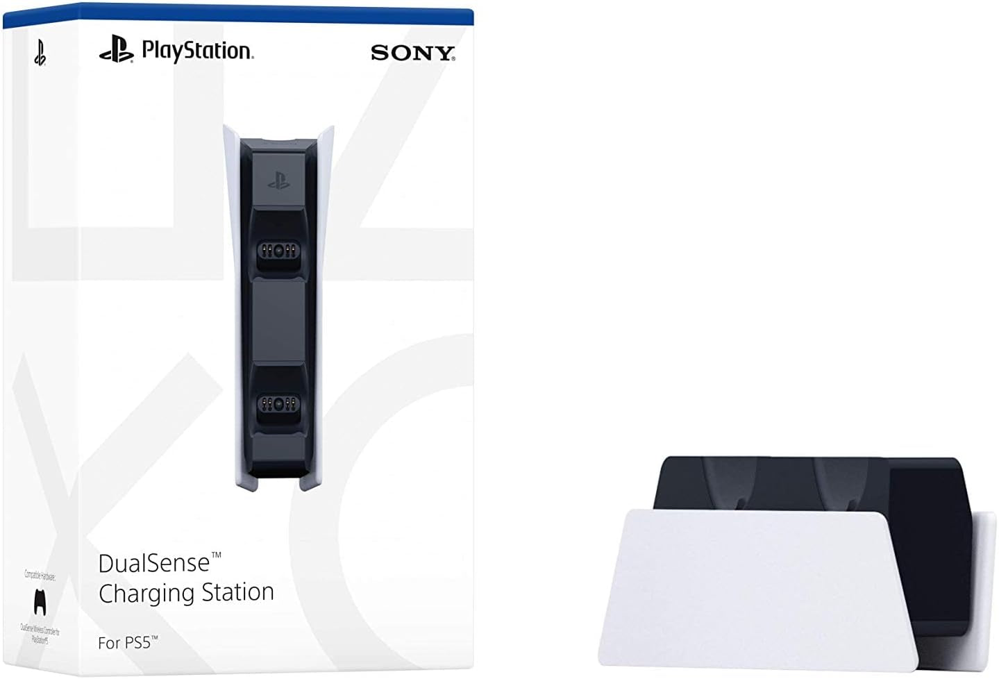 Sony, Station De Rechargement Dualsense PS5, Chargeur De Manette  5 Officielle, Couleur : Bicolore (Blanc Et Noir)