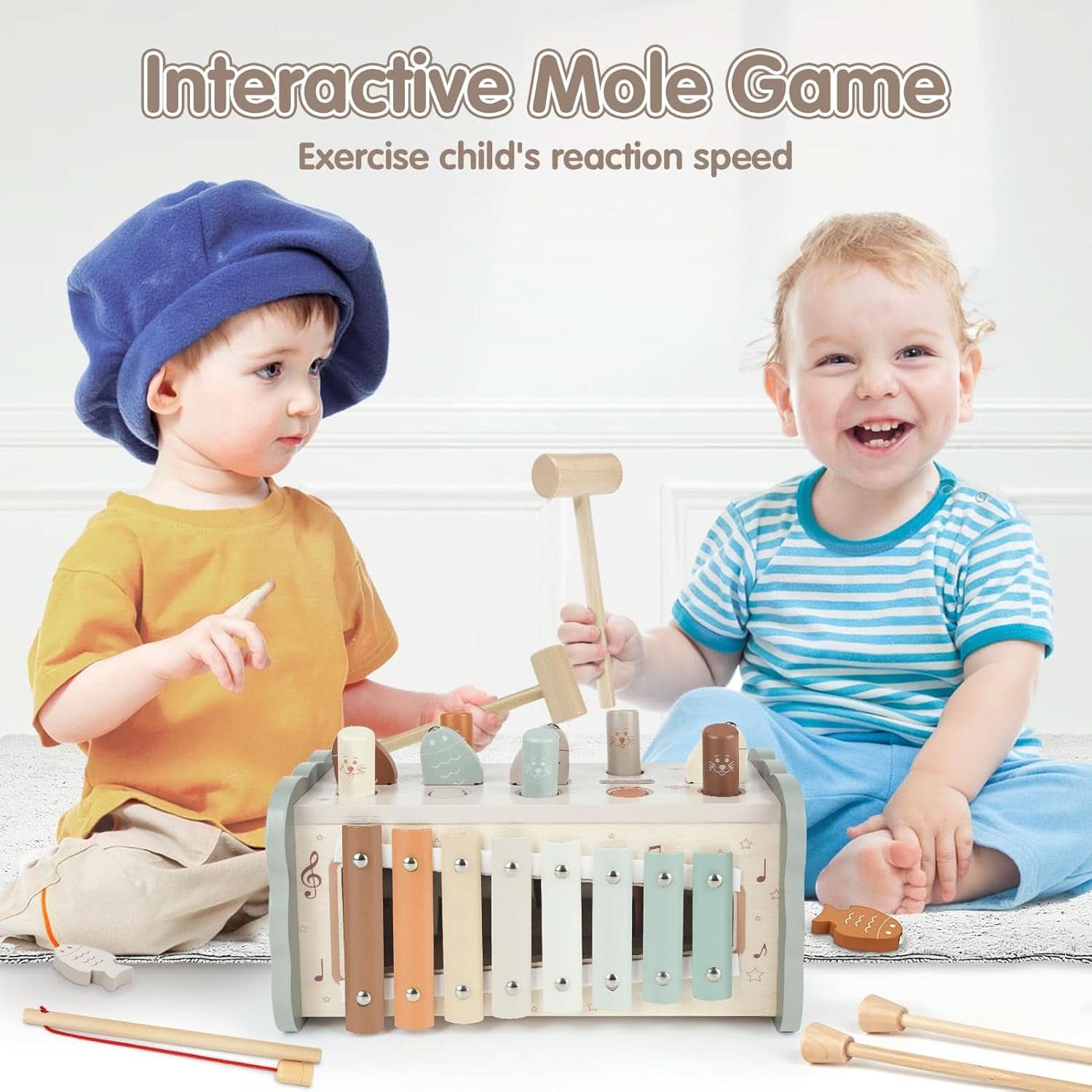 Jouet Bebe 1 An, Jouet Montessori Xylophone Bebe, Jouet En Bois Jeux Enfants Cadeau Garcon Fille 1 2 3 4 Ans