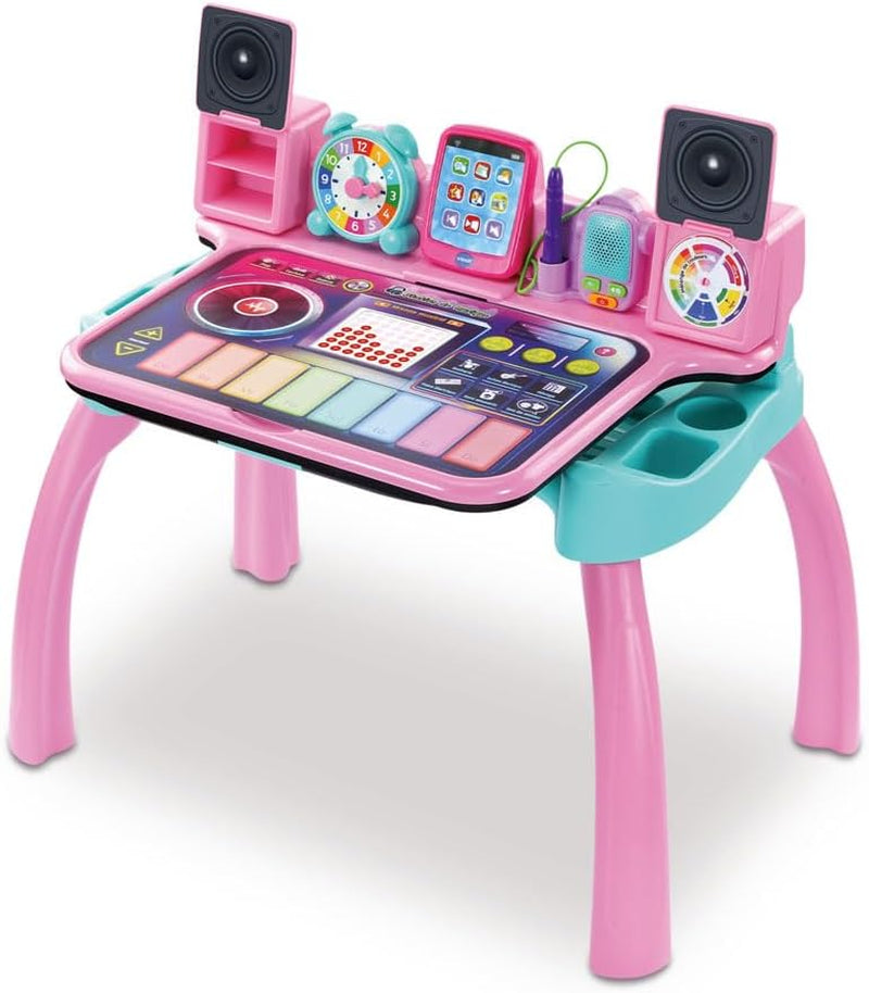 - Magi Bureau Interactif Et Musical 6 En 1 - Bureau Enfant Rose Avec Tabouret - Table De Jeux Éducative, Chevalet À Dessin Et Tableau Noir À Craie - Cadeau Enfant Dès 3 Ans - Contenu En Français