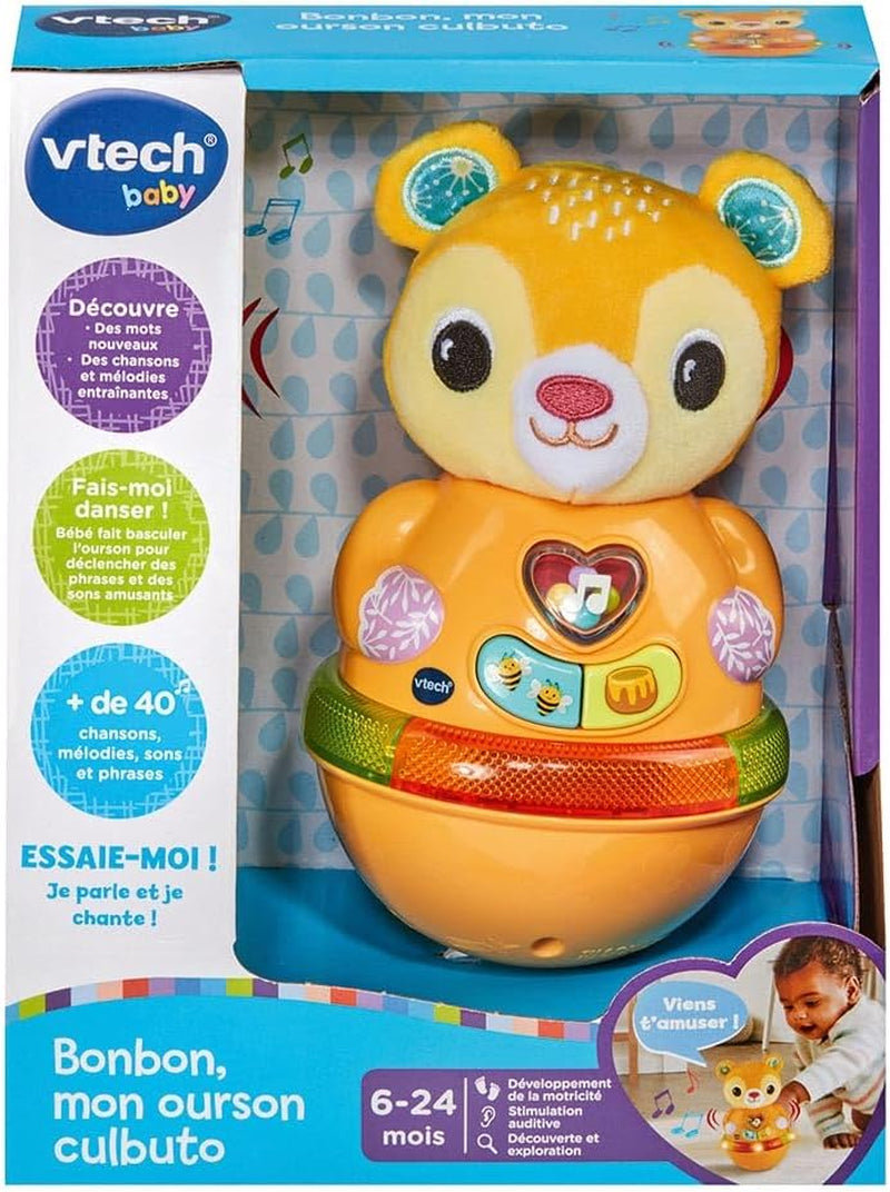 - Bonbon, Mon Ourson Culbuto, Ours En Peluche Rigolo Qui Tourne Et Bascule, Culbuto Bébé, Jeu De Motricité Et D'Éveil, Cadeau Bébé Dès 6 Mois - Contenu En Français