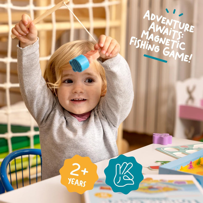 Jeu De Pêche Magnétique En Bois Pour Enfants Dès 2 Ans - Jouet Magnétique Ludique Pour Tout-Petits De 2 3 Ans - Jeu Montessori De Pêche À La Ligne Avec Puzzle - Cadeau Pour Fille Et Garçon