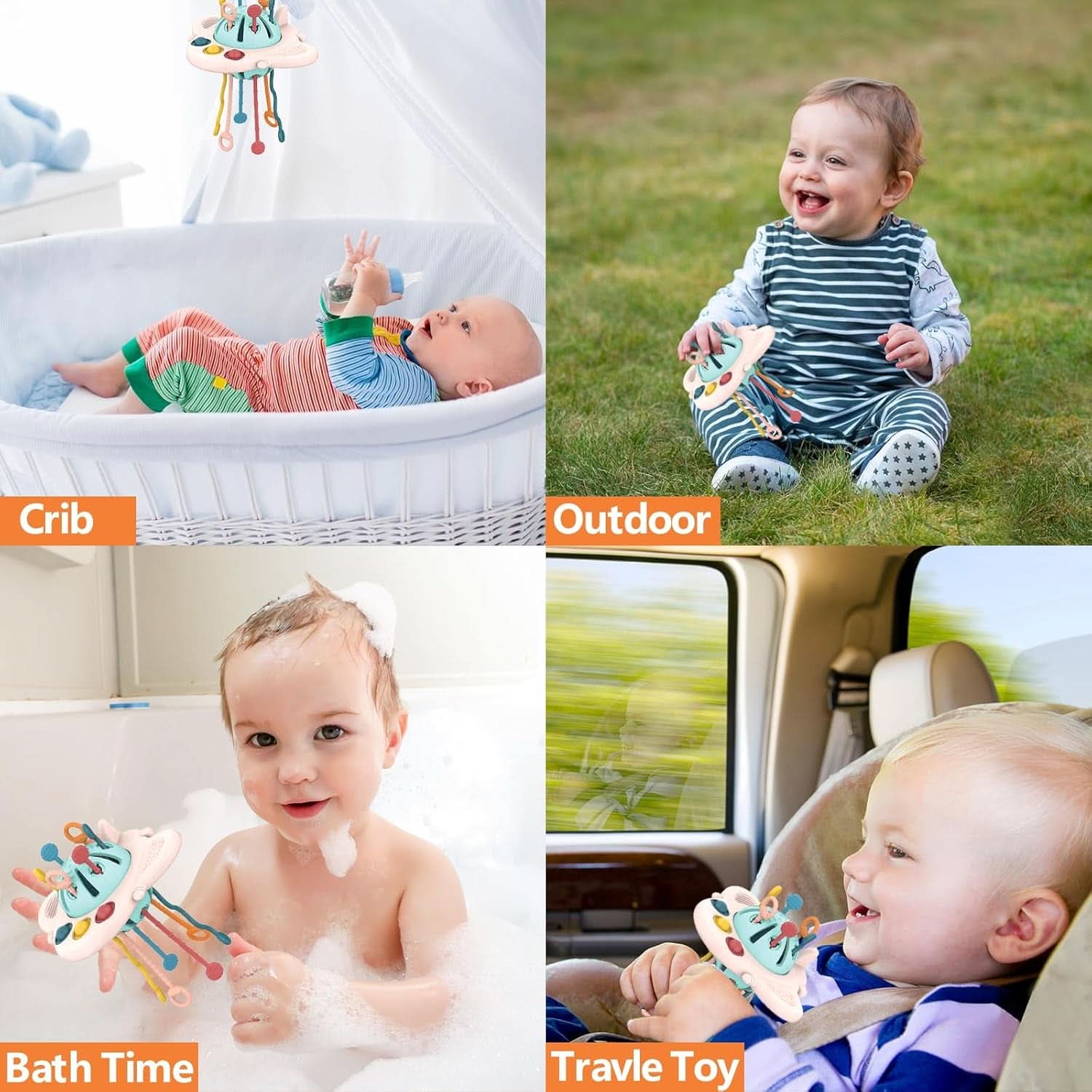 Montessori Bebe, Motricité Fine Bébé, Jeux Sensoriel Bebe 1 An, Jeux De Corde À Tirer, Jouet De Dentition Pour Bébé, Cadeau Pour Garçons Filles