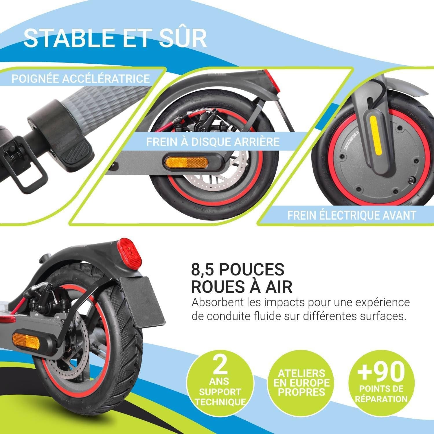 Trottinette Èlectrique Adulte - 300W-600W Max, Autonomie 20Km - Clignotants Et Régénération De Batterie Au Freinage – Roues 8.5