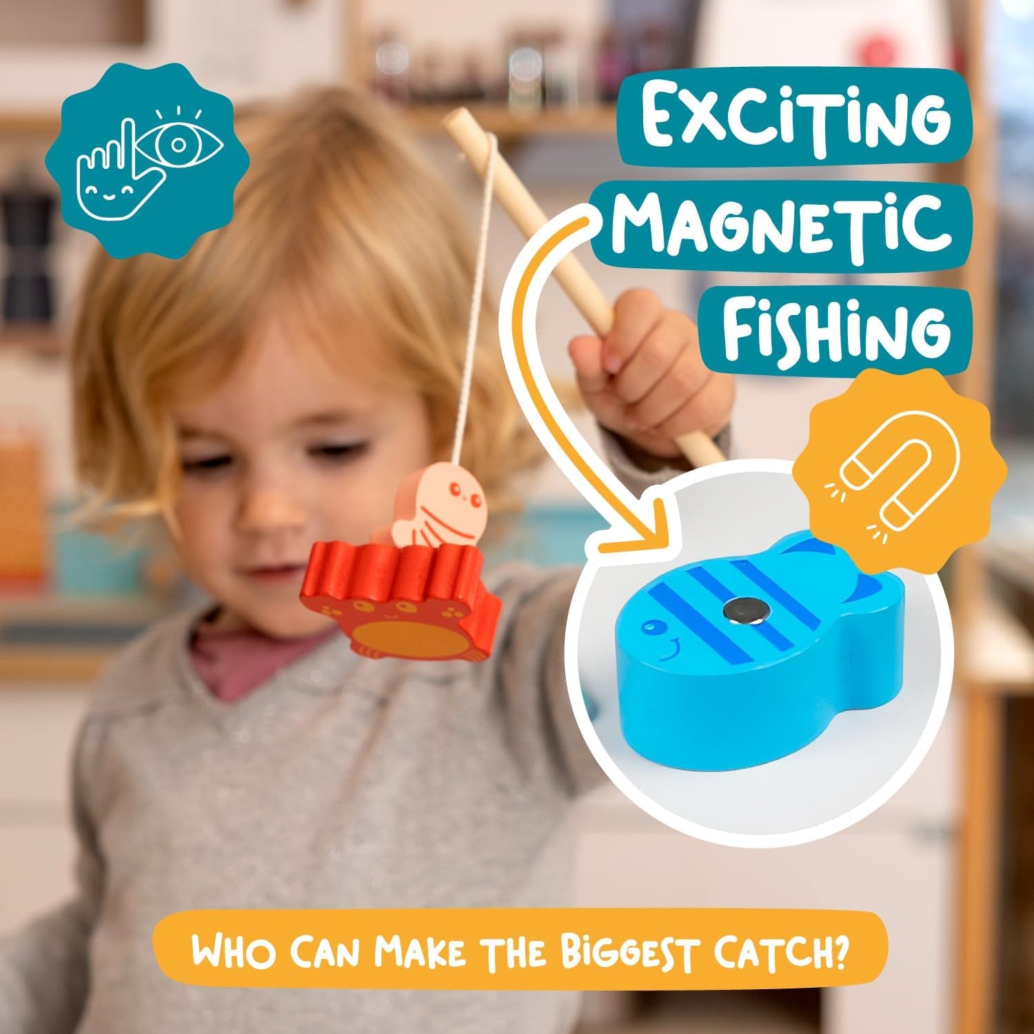 Jeu De Pêche Magnétique En Bois Pour Enfants Dès 2 Ans - Jouet Magnétique Ludique Pour Tout-Petits De 2 3 Ans - Jeu Montessori De Pêche À La Ligne Avec Puzzle - Cadeau Pour Fille Et Garçon