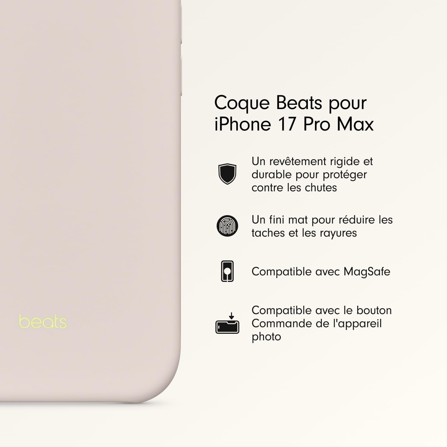 Coque Pour Iphone 17 Pro Max Équipée Magsafe Avec Commande De L'Appareil Photo, Fini Mat, Doublure En Tissu Microfibre - Gris Gypse