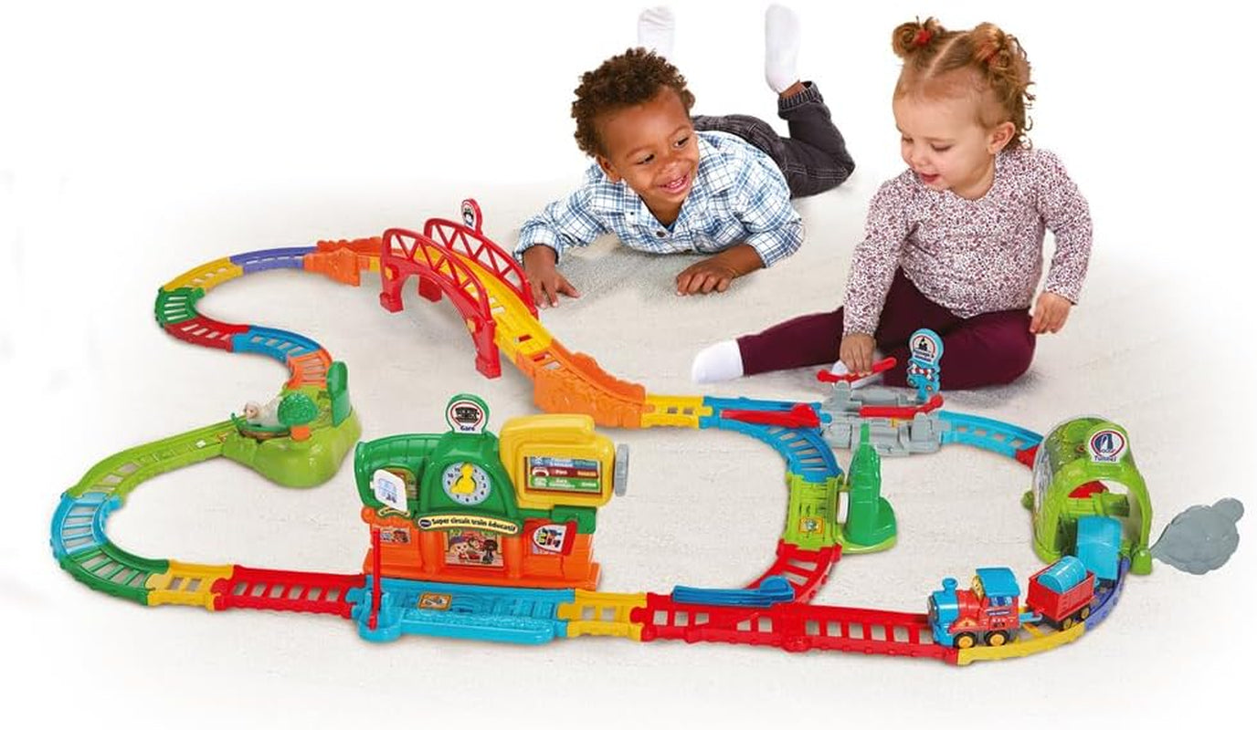 - Tut Tut Bolides Super Circuit Train Éducatif - Circuit Voiture Enfant Électronique Avec Adam Train Marchand, 6 Zones Magiques - Cadeau Garçon Et Fille De 1 an À 5 Ans - Contenu En Français