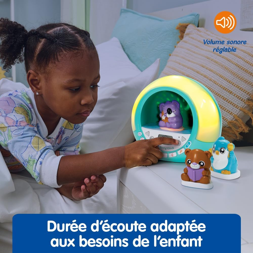 - Story'Clock Bleu Ma Conteuse-Réveil - Veilleuse Réveil Éducatif Jour/Nuit - Coach Sommeil Enfant - Boîte À Histoires, 3 Figurines Et Projections - Cadeau Enfant Dès 3 Ans - Contenu En Français