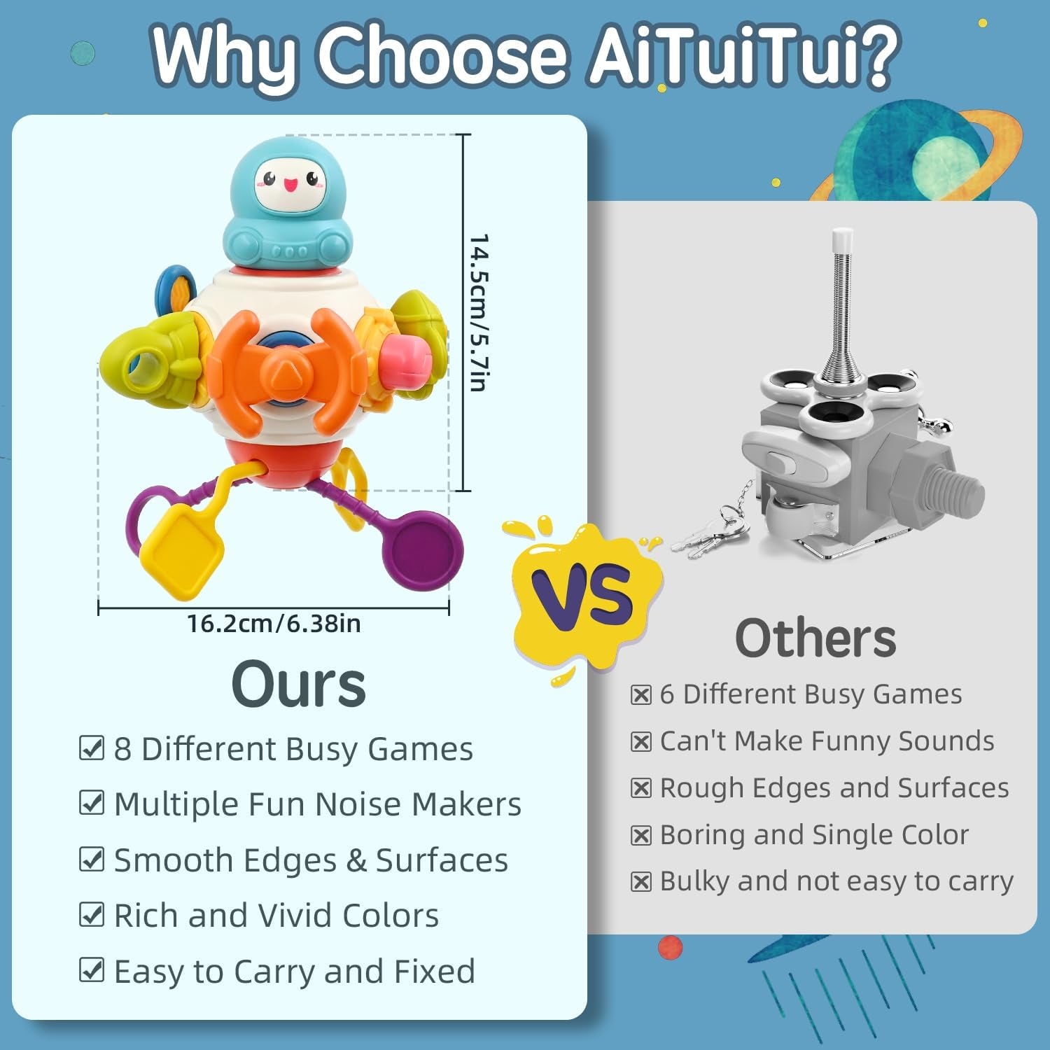 Busy Board Jouet Bebe Montessori, 8 En 1 Éducatif Sensoriel Bebes Cubes Jouets De Jeux D'Avions, Cube D'Activité Jouet Bébé 18 Mois Cadeaux D'Anniversaire Pour Les Tout-Petits