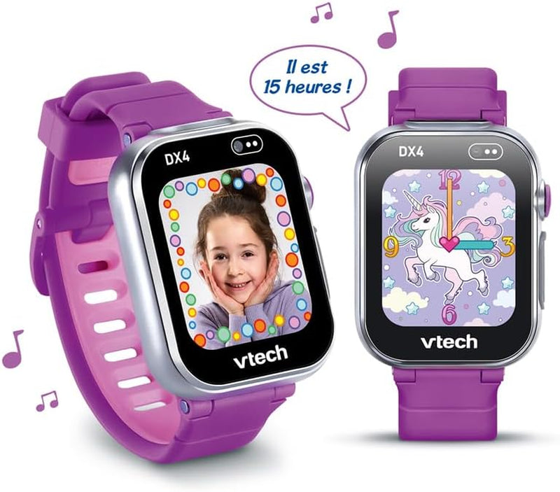 - Kidizoom Smartwatch DX4 Violette - Montre Digitale Enfant 16 En 1 Avec Écran Tactile Couleur, Jeux, Applications, Appareil Photo Et Vidéo - Cadeau Enfant Dès 5 Ans - Contenu En Français
