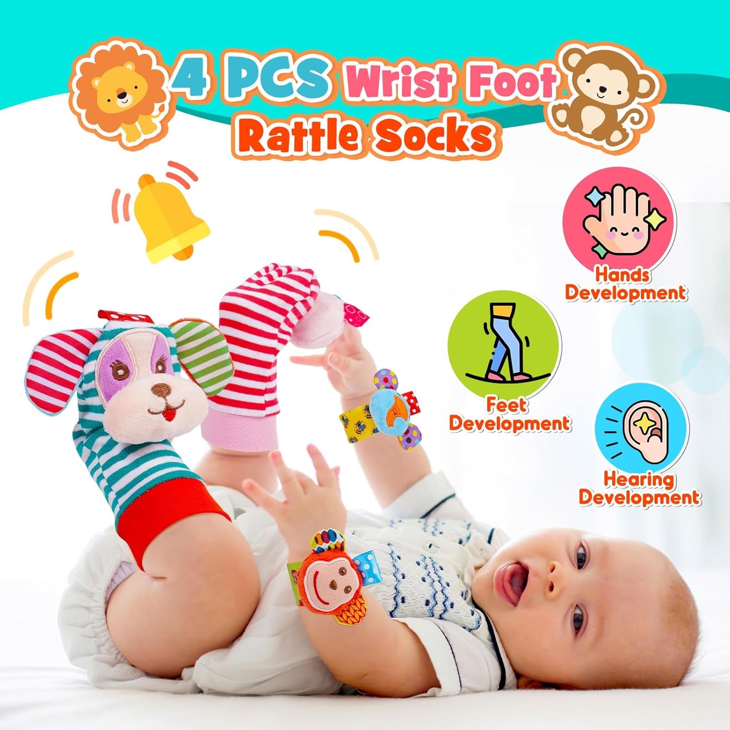 Hochet Bebe 0-12 Mois, Jouet Bebe 0 3 6 9 Mois Jeux Bebe 1 an Jouet Dentition Bébé Cadeau 0-12 Mois Fille Garçon Cadeau Bebe 1 an Jeux Montessori 0-12 Mois Jeux Eveil Bebe 0-12 Mois Jouet