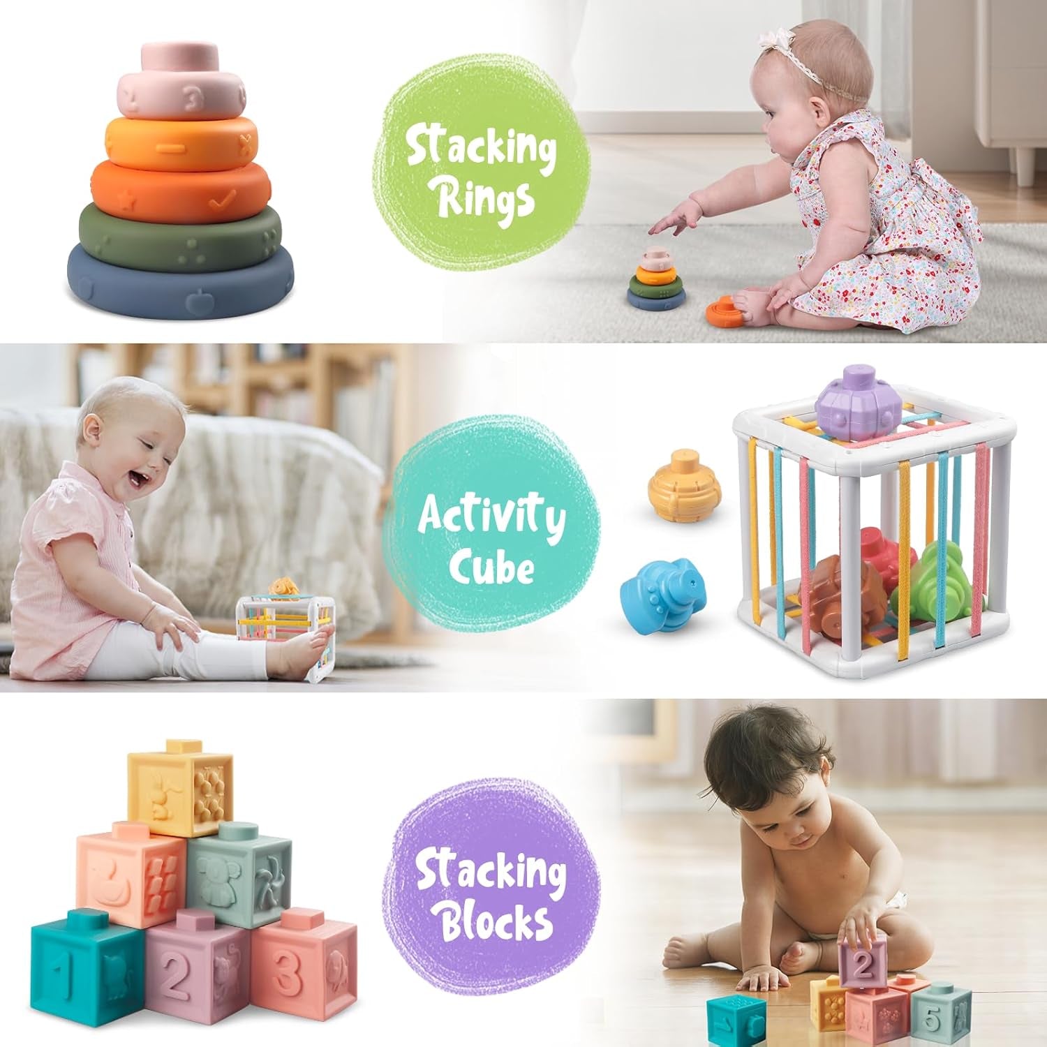 6 En 1 Jouets Bebe, Jeu Eveil Bebe Montessori | Cube Activite | Xylophone | Jouet En Bois | Jeux Cadeau Pour Bébé Fille Garçon