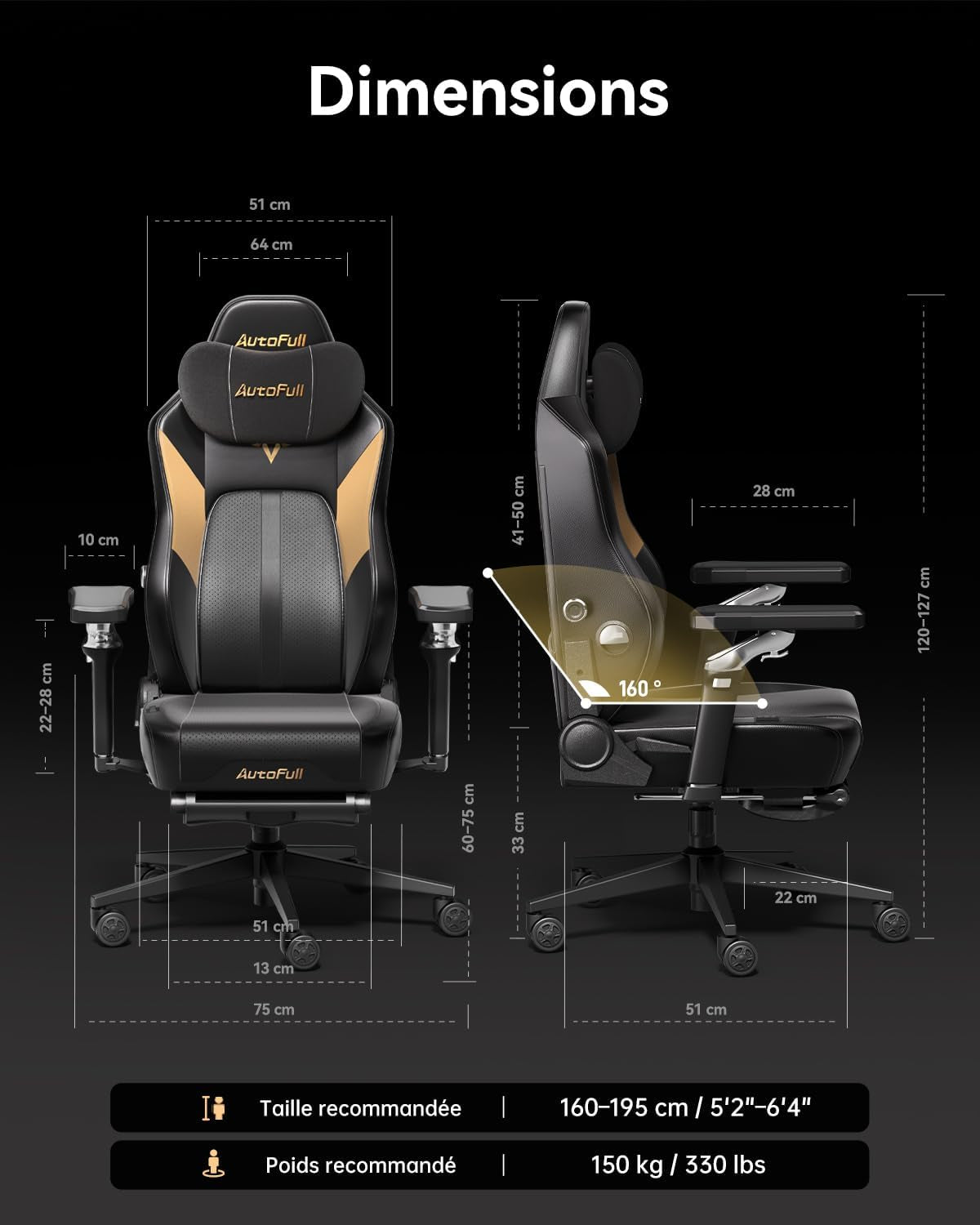 M6 Ultra Chaise Gaming Fauteuil Gaming Ergonomique Avec Massage Automatique, Siège Chauffant/Ventilé 3D, Repose-Pieds Escamotable & Support Cervical Réglable - Confort Professionnel Noir