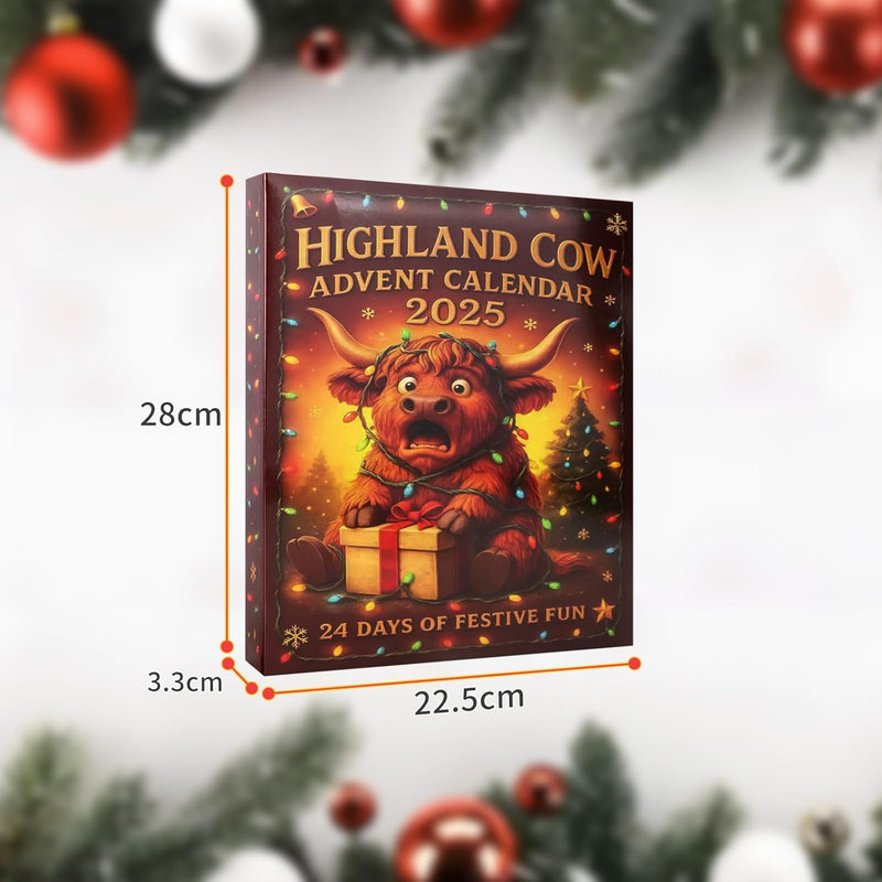 Calendrier De L'Avent 3D Highland Cow 2025 - Compte À Rebours De Noël De 24 Jours Avec De Jolies Vaches Highlands - Cadeau Original Et Décoration D'Hiver