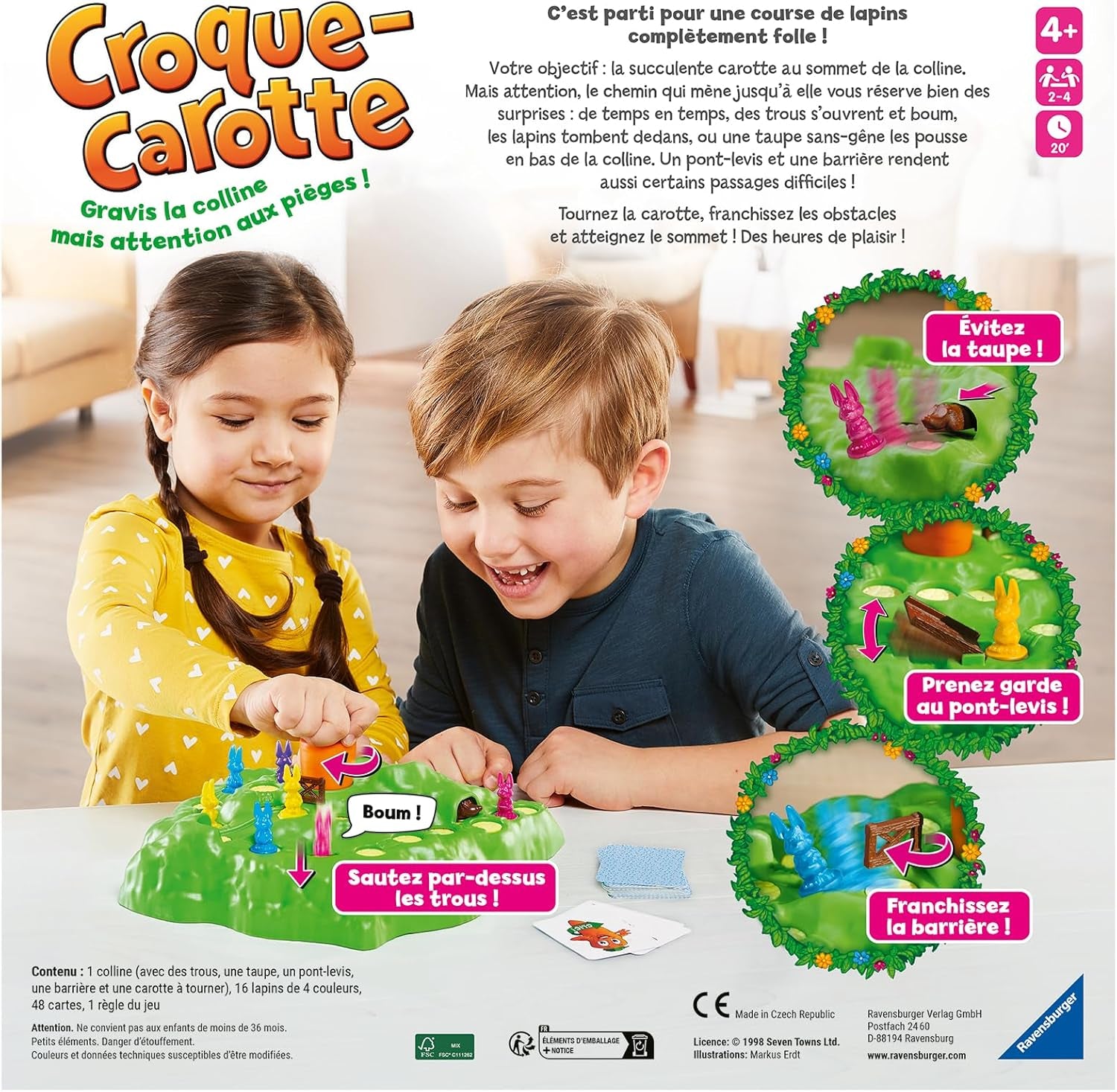 - Croque Carotte - Jeu De Société Rigolo - Jeu Pour Famille Avec Enfants - Course De Lapins Amusante - 2 À 4 Joueurs Dès 4 Ans - 22223 - Version Française
