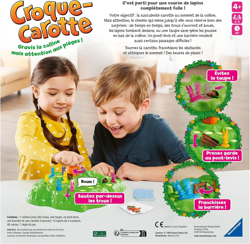 - Croque Carotte - Jeu De Société Rigolo - Jeu Pour Famille Avec Enfants - Course De Lapins Amusante - 2 À 4 Joueurs Dès 4 Ans - 22223 - Version Française