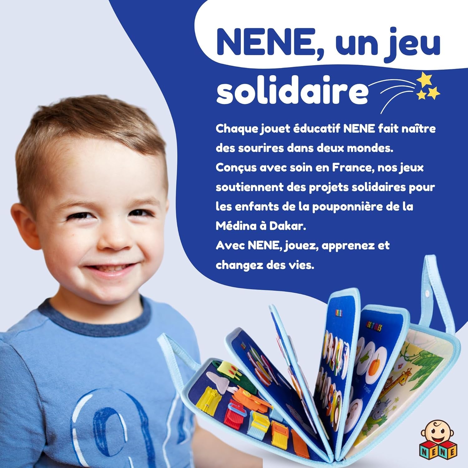 Nene Busy Board Montessori – Jouet Éducatif 2 À 6 Ans Garçon Fille – Planche D’Activités Sensorielle Sans Écran – Lettres, Chiffres, Formes, Couleurs – Motricité Fine – Idée Cadeau Enfant