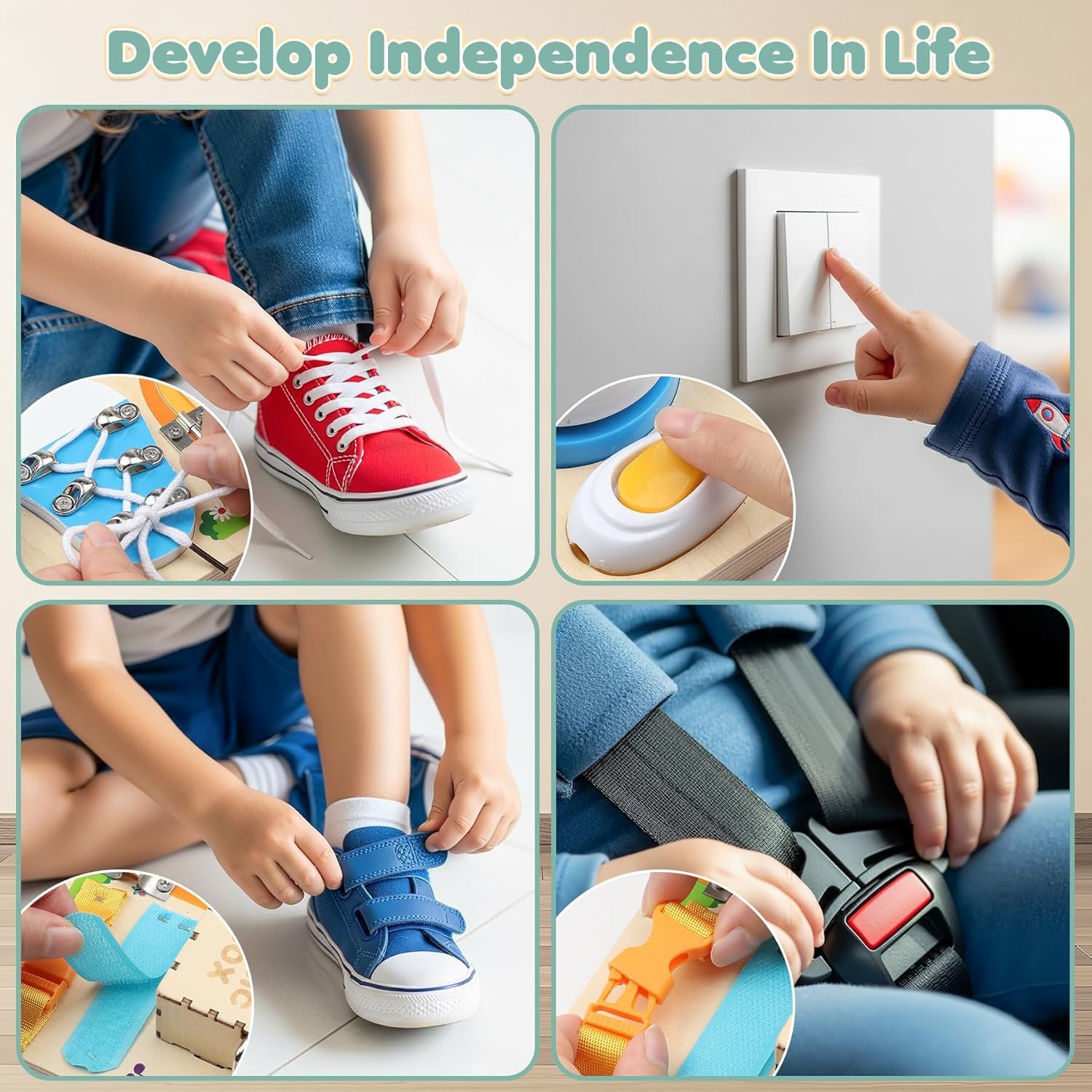 Wooden Busy Board, Jeux Montessori Éducatif Jouets D'Activité Et De Développement, Activité Sensoriel Parcours Motricité Bébé Jeux Educatif Jouet Enfant, Jeux Enfant Voyage, Cadeaux De Noël