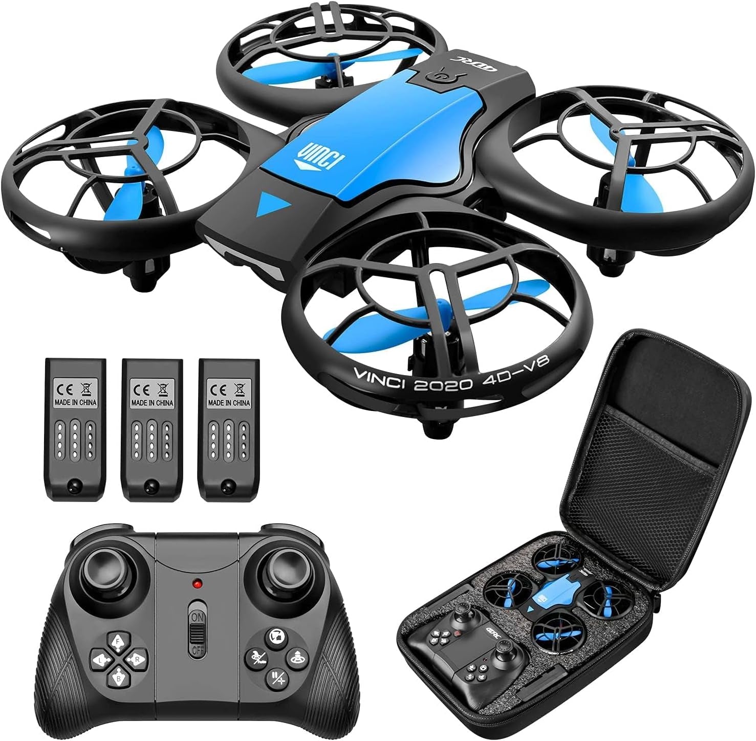 V8 Mini Drone Enfant, Drone Jouet Télécommandé, 27 Mins Autonomie Avec 3 Batteries, Mode Sans Tête, Maintien De L'Altitude, Facile À Utiliser, Parfait Pour Enfants Et Débutants