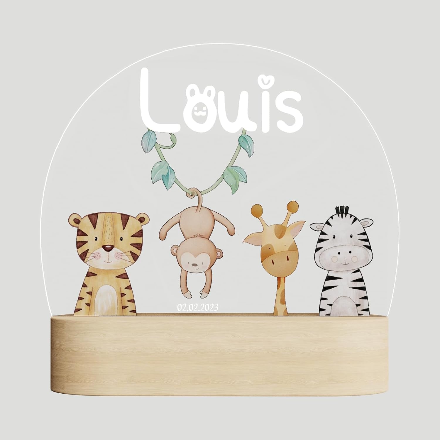 Veilleuse Bébé Personnalisé Avec Prénom Date - Cadeau Naissance Garcon Et Fille Original - Idee Cadeau De Nouveau Né & Bapteme - Cadeaux Bebe Naissance - Deco Chambre Bebe/Enfant - Lampe Bebe