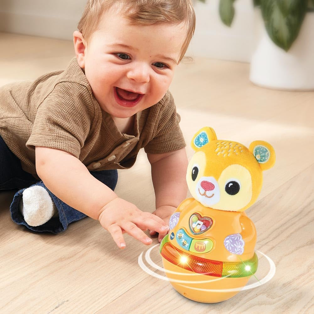 - Bonbon, Mon Ourson Culbuto, Ours En Peluche Rigolo Qui Tourne Et Bascule, Culbuto Bébé, Jeu De Motricité Et D'Éveil, Cadeau Bébé Dès 6 Mois - Contenu En Français