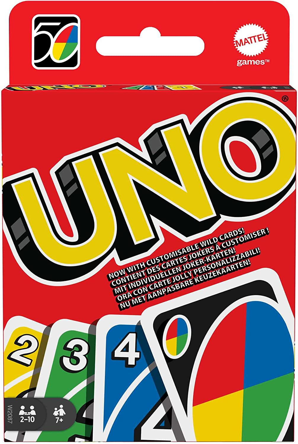 UNO Classique, Jeu De Cartes Familial Pour Enfants Et Adultes, Jeu De Société Pour Soirée Jeux En Famille Ou En Voyage, 2 À 10 Joueurs, Jouet Pour Enfant De 7 Ans Et Plus, W2087