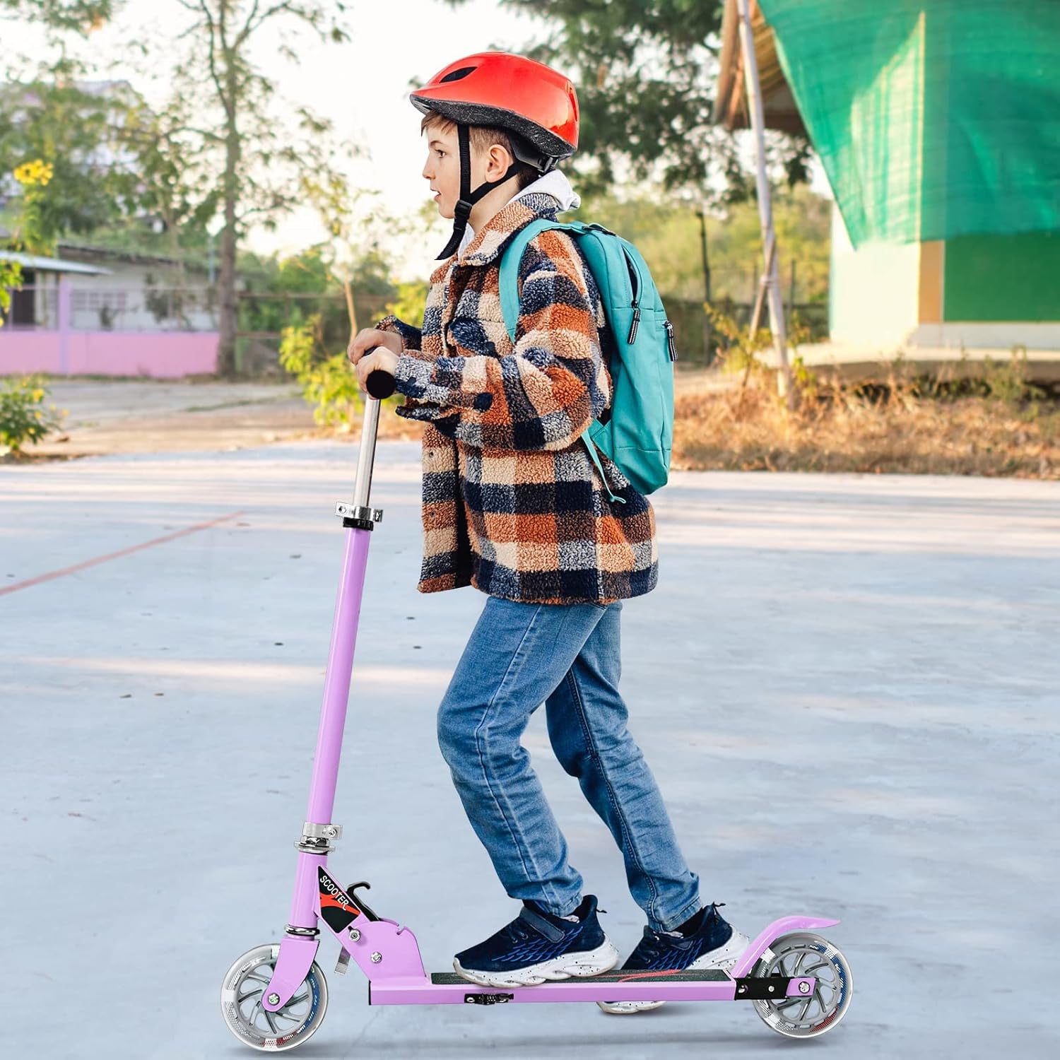 Trottinette Enfant 2 Roues Patinette Enfant Pliable Scooter Enfant Kick Avec LED Lumière Hauteur Réglable